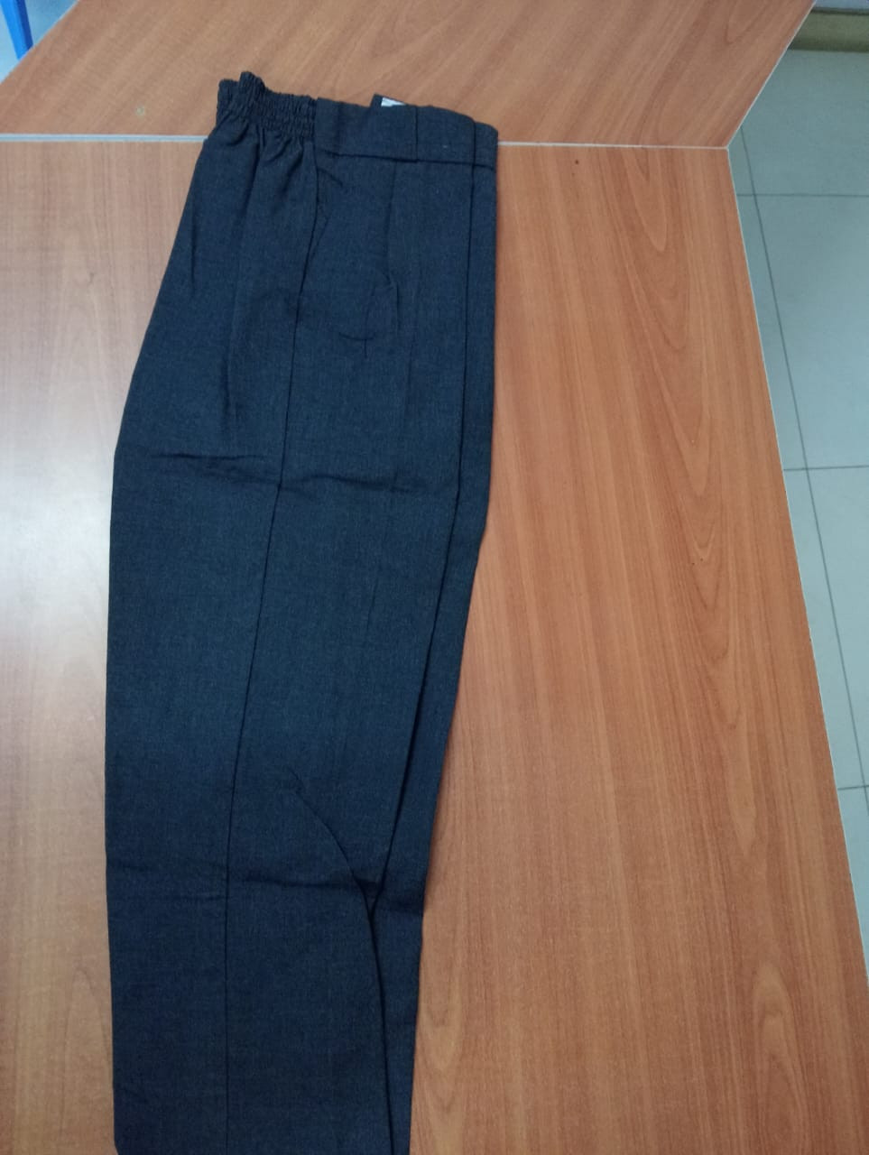 Charcoal Gray School Uniform Trousers with Elastic Waistband
